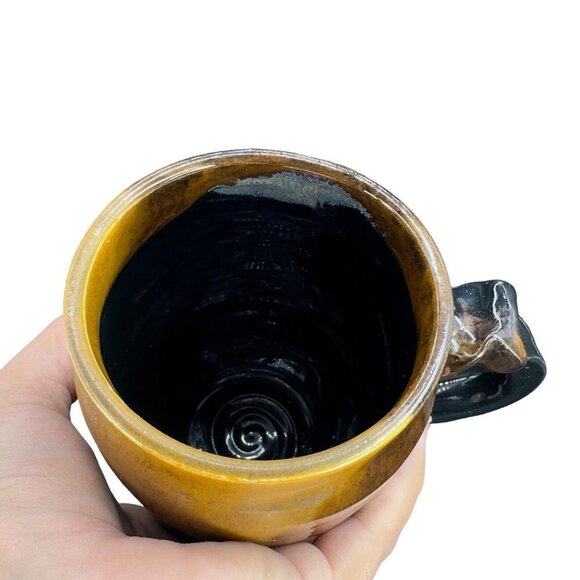 Hand Made Studio Art Pottery Coffee Cup Mug Marked Beeds Pottery Drip Glaze Larg - Picture 6 of 13